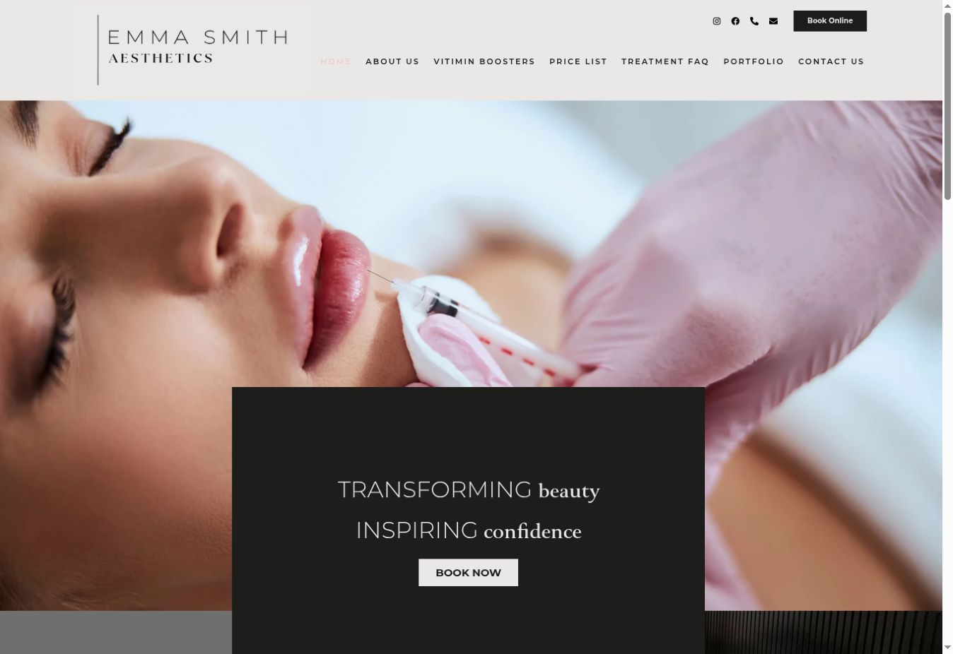 Emma Smith Aesthetics website and clinic brand imagery