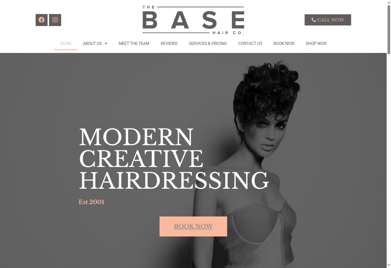 The Base Hair Company website and salon imagery